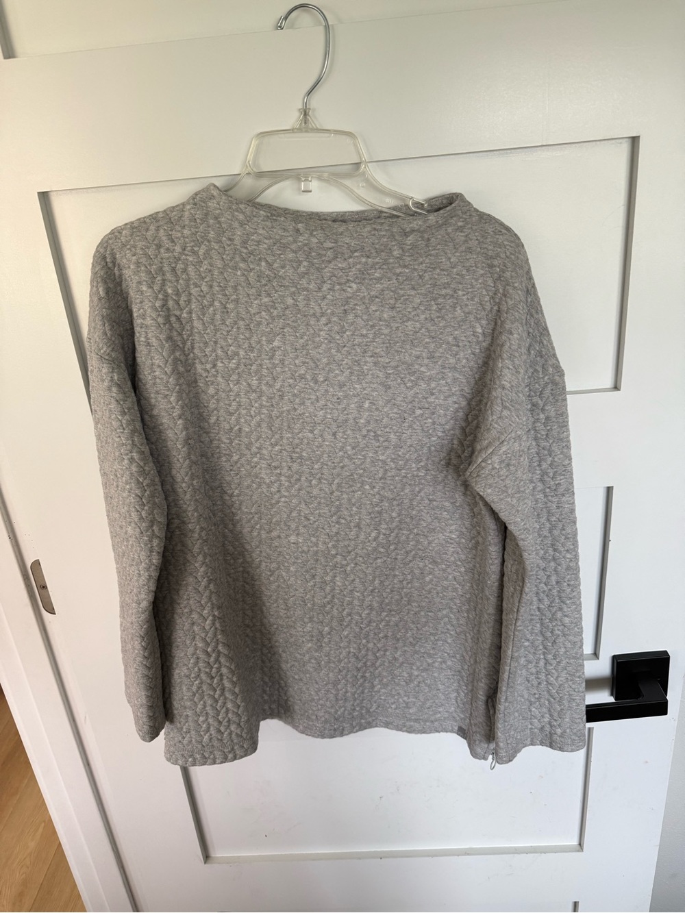 Talbots Light Gray Quilted Crewneck Sweater